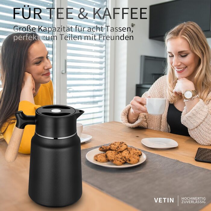 Термос-кавник 1,5 л нержавіюча сталь, чорний VETIN