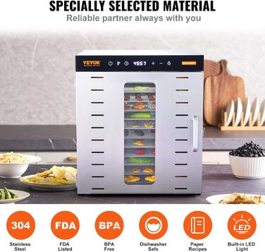 Дегідратор на 10 полок, 1000 Вт VEVOR