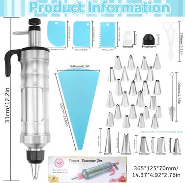 Шприц кондитерський з насадками для декору тортів і кексів, чорний Erzekrim