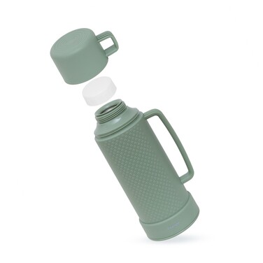 Термос Fissman 1000 мл, колір синій пластиковий корпус зі скляною колбою (19854)