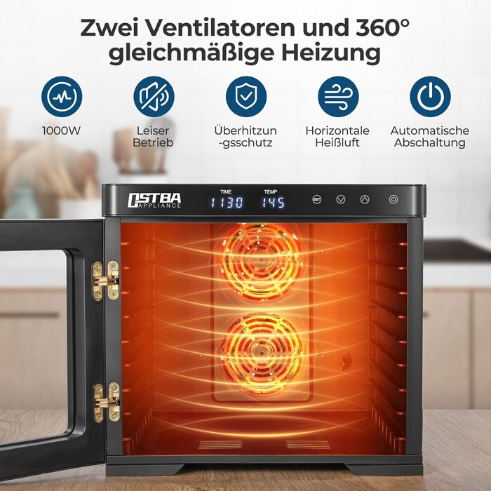 Дегідратор на 9 полиць, 1000 Вт OSTBA