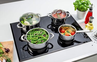 Набір з 4 каструль з нержавіючої сталі зі скляними кришками Linnuo