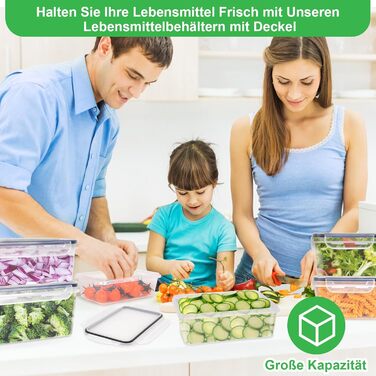 Набір Kottwca, набір Tupperware із 30 предметів (15 контейнерів 15 кришок), кухонні коробки для приготування їжі, 100 герметичні, без бісфенолу А, контейнер для зберігання продуктів для мікрохвильової печі та холодильника (набір з 8 великої місткості)