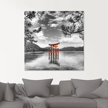 Настінний декор скляні картини настінна картина скляна картина цільна 40x40 см квадрат Тоскана Італія природа пейзаж сад троянди балкон вид літо T4QS (Vermillion Torii, 20 x 20 см)