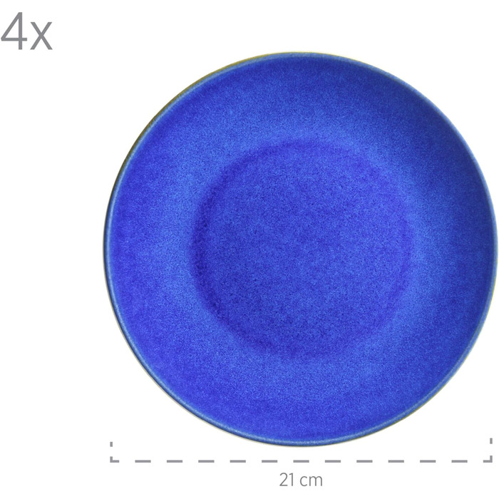 Набір посуду MSER 931545 Ossia для 4 осіб у середземноморському вінтажному стилі, комбінований сервіз із 16 предметів з кераміки (темно-синій)