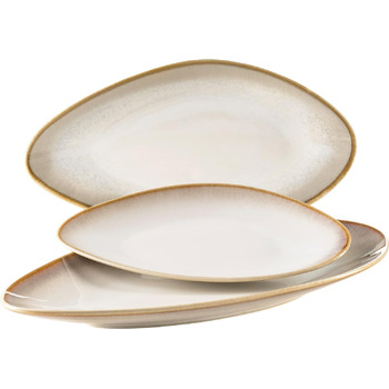 Сучасний набір посуду на 4 персони з унікальною формою та градієнтом кольорів від кремово-білого, вінтажний вигляд із 16 предметів, керамограніт (сервірувальні тарілки, бежевий), 931991, La Sinfonia