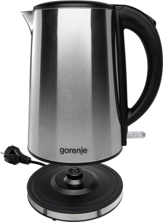 Gorenje Електрочайник, 1,5л, подвійні стінки, Strix контроль, нерж.