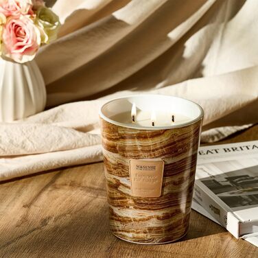 Велика ароматична свічка M&SENSE Чорні ароматичні свічки у склянці Ароматизована свічка з натурального соєвого воску Розслаблююча ароматерапія Подарунок для жінок та чоловіків, Різдво 75 годин горіння та 2 гніти (гаряча карамель еспресо, 990 г)