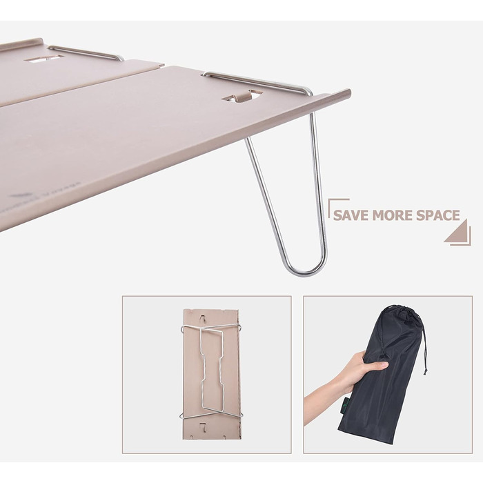 Складной стол для кемпинга Семный на открытом воздухе из алюминиевого сплава Мини-стол Портативный обеденный стол BVT01 (коричневый)