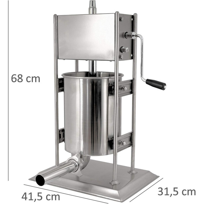 Професійна машина для наповнення ковбас Zelsius з нержавіючої сталі (3 літри, срібло) чотири різні труби для наповнення, наповнювач для ковбас, прес для ковбас, ковбасна машина з 2-швидкісним редуктором, вентиляційним клапаном і рукояткою