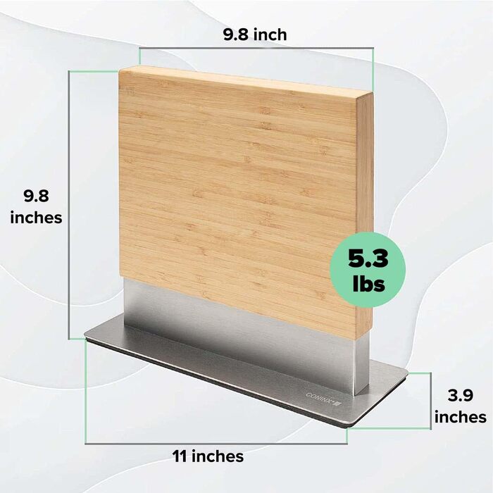 Блок ножів Coninx магнітний двосторонній Тримач для ножів магнітний без ножа Тримач для кухонних ножів із сильним магнітом Магнітна дошка для ножів з обох сторін Нековзний Волоський горіх (бамбук)