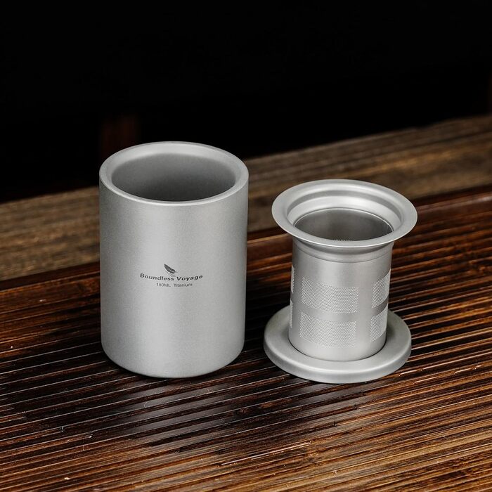 Титанова чашка з кришкою з фільтром 180 мл. iBasingo