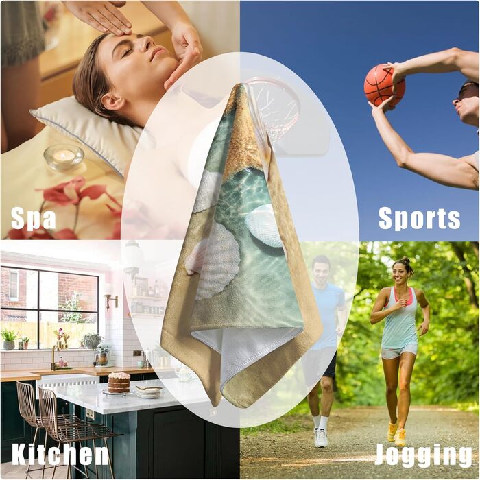 Різдвяні кухонні рушники Kwlegh, рушник для рук, різдвяна ялинка, цукерка-тростина, сніжинка, рушник для пальців, набір з 2 шт. , милий чоловічий рушник для ванни, високопоглинаючі рушники, 36 x (мушлі морських зірок)