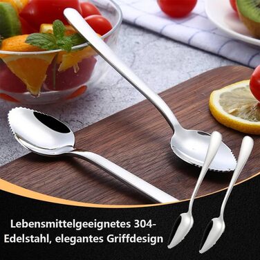 Ложка Dreamil для грейпфрута, 2 шт., ложка для фруктів з нержавіючої сталі, ложка для ківі, яку можна мити в посудомийній машині, із зубчастим краєм, десертна ложка для фруктів для дитячого харчування