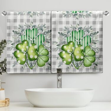 Різдвяні кухонні рушники Kwlegh, рушник для рук, різдвяна ялинка, цукерка-тростина, сніжинка, рушник для пальців, набір з 2 шт. , милий чоловічий банний рушник, високопоглинаючі рушники, 36 x (Щаслива конюшина)