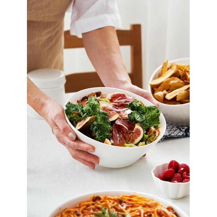 Набір салатників DOWAN, 950 мл / 32 унції Миски для супу, Круп'яна миска Велика, Великий діаметр Миски для супу, Порцеляновий набір мисок, Рамен Боул, білий, Упаковка з 4 шт. (1730 мл)