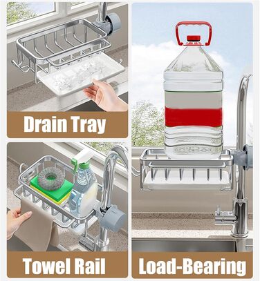 Органайзер для кухонного крана, сріблястий 27 x 15 x 9 см Baxnore