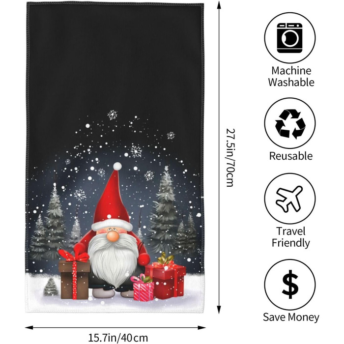 Різдвяний рушник 70 х 40 см Милий гном Ouqiuwa