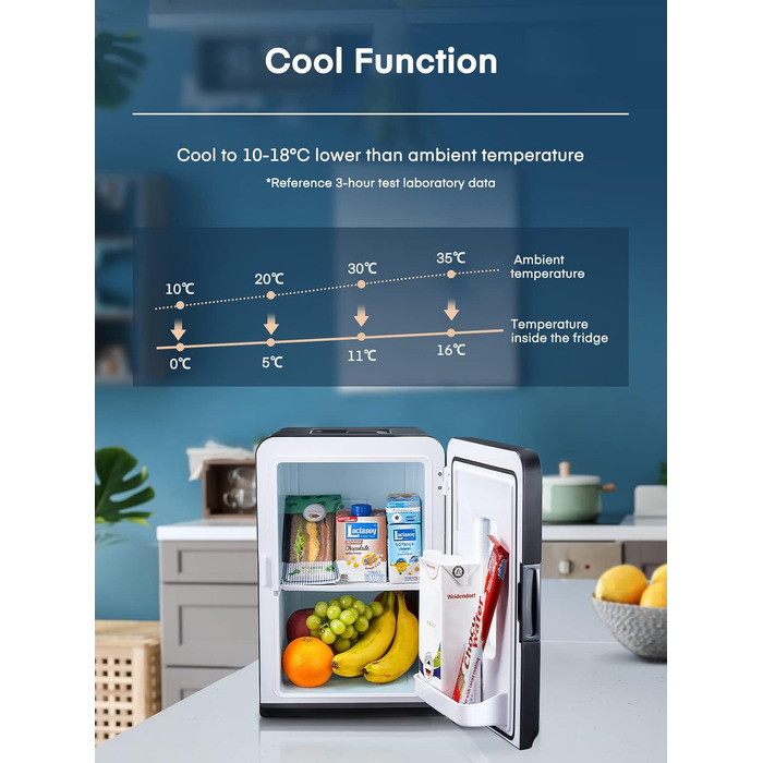 Міні-холодильник з функцією охолодження 15 л чорний FOHERE