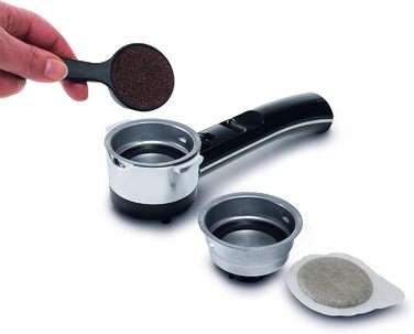 Портафільтрова еспресо-машина в ретро-стилі, еспресо-машина з ручним спінювачем молока, для меленої кави або капсул ESE, резервуар для води 1,4 л, зелений (чорний, одинарний), 39Longhi Icona Vintage ECOV 311.GR