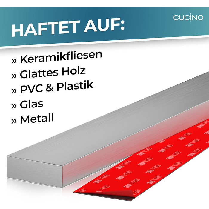 Магнітний тримач для ножів 40 см, сріблястий Cucino