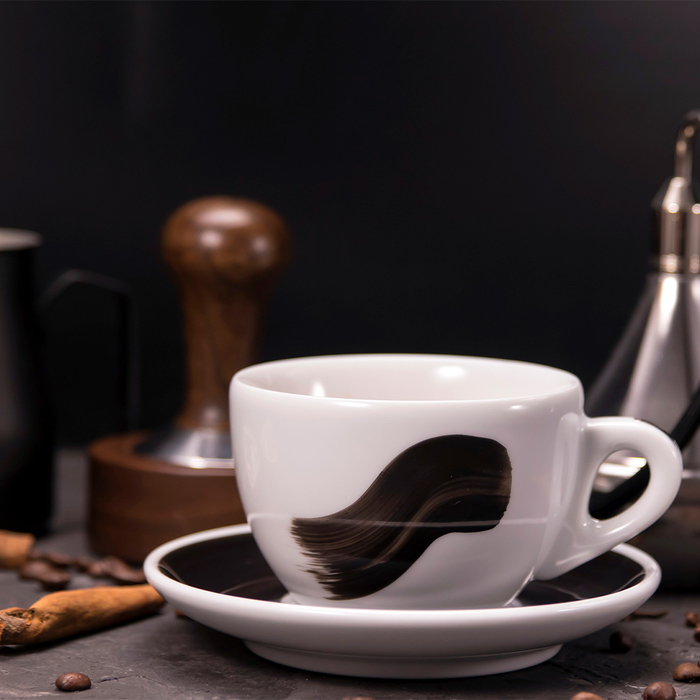 35192 Чашка cappuccino 180 мл Black stroke A 'Verona Millecolori Hand Painted Brush stroke A with ha