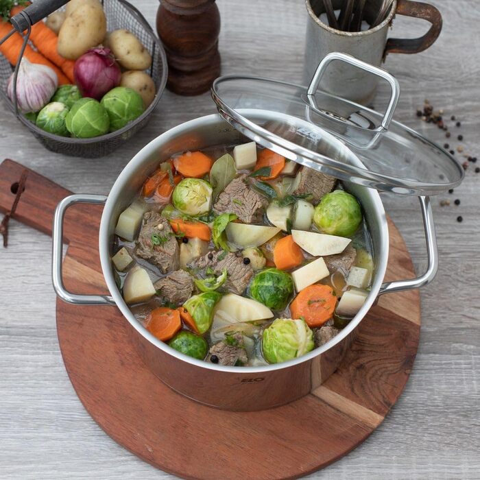 Каструля 3,4 л з нержавіючої сталі зі скляною кришкою 20 см Citrin Elo