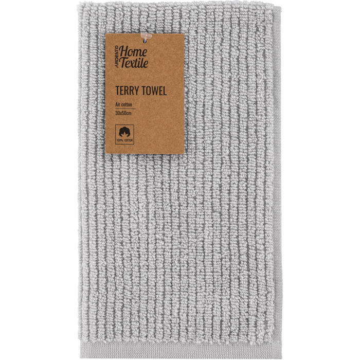 Рушник махровий Ardesto Air, 30х50см, 100% бавовна, сірий