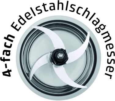 Універсальний подрібнювач, 4 високоякісних ножа з нержавіючої сталі, міцна скляна ємність об'ємом 1,2 літра, ідеально підходить як подрібнювач для фруктів, овочів, риби, м'яса, горіхів, 400