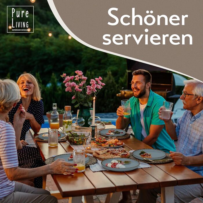 Набор посуды из керамогранита на 6 персон рустик 24 предм. - Набор посуды в деревенском стиле, можно мыть в посудомоечной машине - Набор мисок и тарелок - Посуда Pure Living (маленькие тарелки (6x), дымчато-синий)