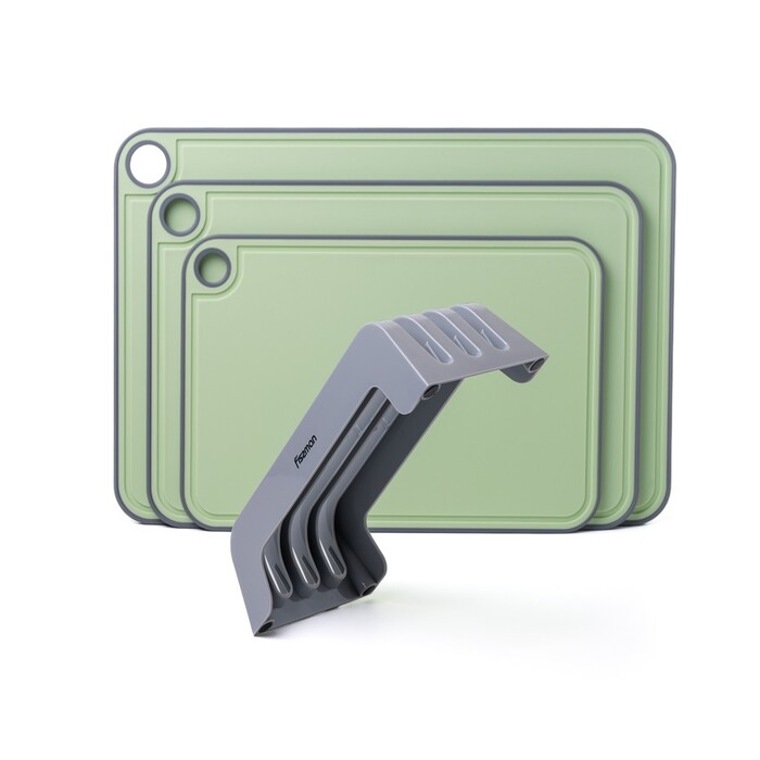 Набор из 3-х разделочных досок Fissman 41х28, 36х24, 31х20, цвет Зеленый пластик, ТПР (8056)