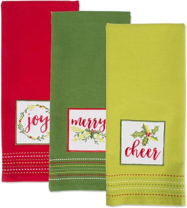 Набір кухонних рушників своїми руками, різдвяні рушники для випічки, приготування їжі та розваг, 18&quot x 28&quot, Tree Farm, 2 шт. (Cheers, Merry & Joy)