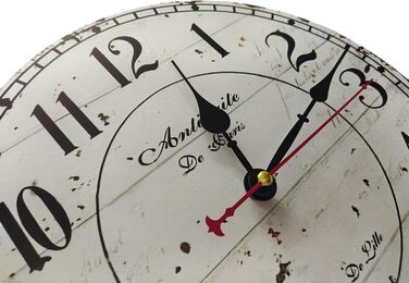 Настінний кухонний годинник YOAI, вінтажний, шеббі-шик, античний, ностальгічний, сільський, кварцовий годинник з МДФ з безшумним механізмом, 12 дюймів/30 см Ø (сірий)