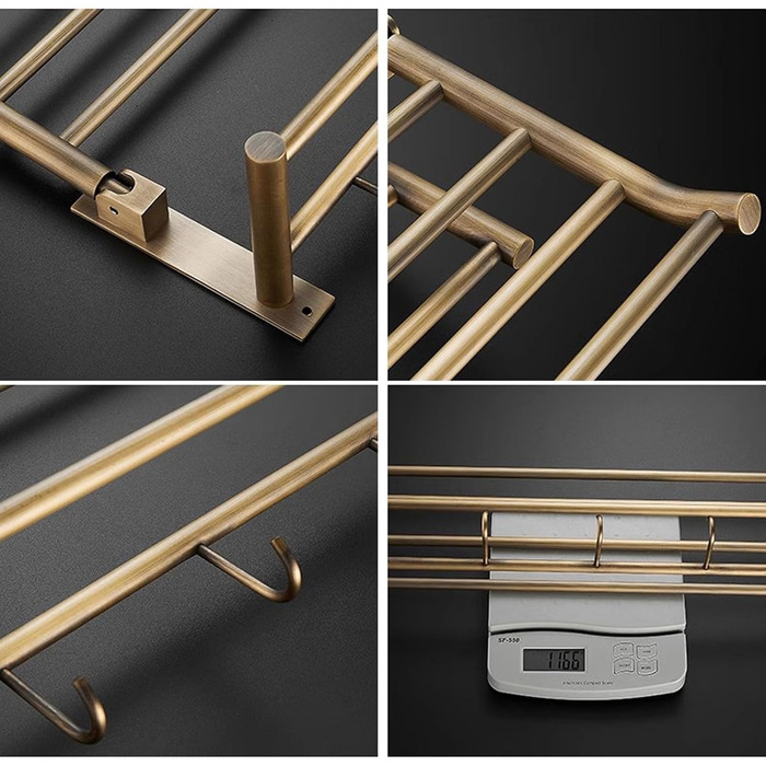 Вінтажний латунний тримач для рушників 50 х 25 х 15 см Generisch