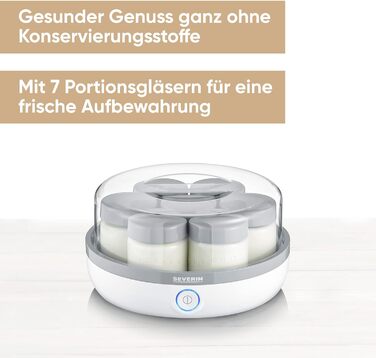 Йогуртниця містить 7 баночок, сучасний дизайн із кнопкою Severin