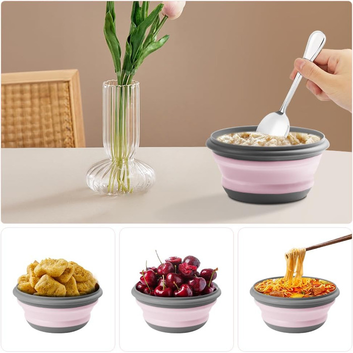 Складана миска 3 шт рожевий flintronic