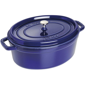 Чавунна жаровня/кокот STAUB, овальна 6,7 л, (31 см, темно-синя)