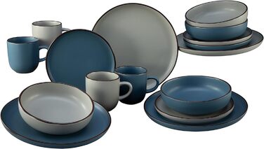 Набор посуды на 4 персоны, 16 предметов, синий/серый, Modern Scandic Creatable