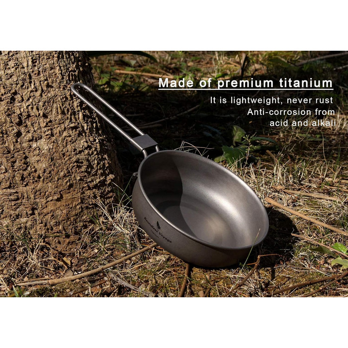 Титанова сковорода зі складною ручкою для кемпінгу Boundless Voyage