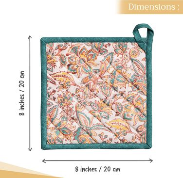 Рукавички для духовки Maison d&39 Hermine, підставки для каструль, 100 бавовна, термостійкі кухонні рукавички, рукавички для духовки (19 см x 33 см) та підставки для каструль (20 см x 20 см) для приготування їжі, Morzine - рукавички для духовки (19 x 33 с