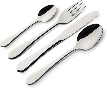 Набор столовых приборов Konsimo на 6 персон Набор столовых приборов 24 предмета, Классический, Минималистичный, Нержавеющая сталь Можно мыть в посудомоечной машине Серебро (Ceras)