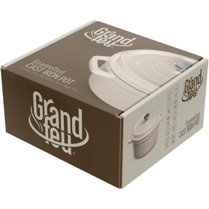 Чавунна жаровня 3,5 л з кришкою 24 см, біла GRAND FEU