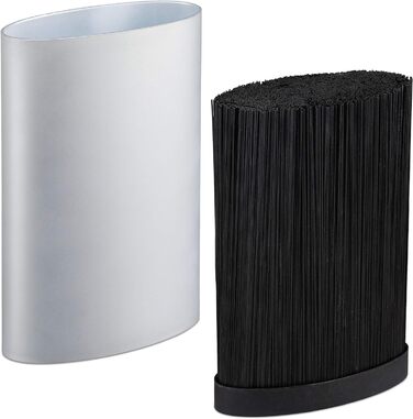 Ножовий блок овальний, відсік для ножів зі щетиною, 22 x 16,5 x 6,5 см, сріблястий Relaxdays