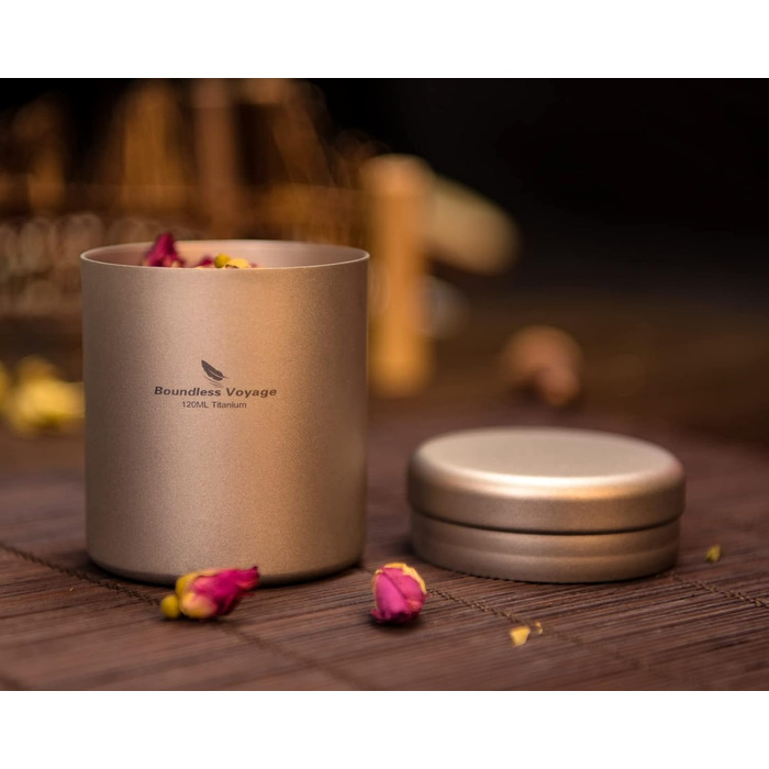 Безмежна подорож Титанова чайна каністра Caddy Надлегкий і невеликий круглий кухонний контейнер для зберігання їжі для розсипного чаю, кави, спецій, бобів, цукру (Ti3209d-120 мл)