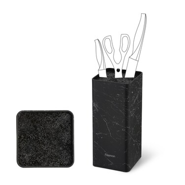 Підставка Fissman для кухонних ножів 10x10x22 см, колір ЧОРНИЙ МАРМУР пластик (12883)