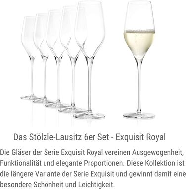Келихи для шампанського 265 мл, набір 6 предметів, Exquisite Royal Stölzle Lausitz