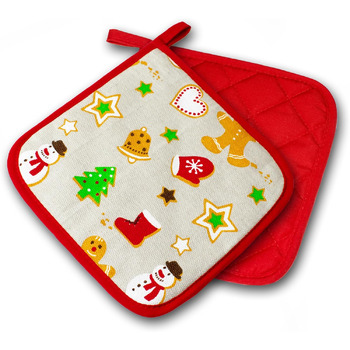 Кухонний, червоний, 1 пара, ЗІЗ категорії II, термостійкий до 250C, перевірений та сертифікований продукт (прихватки, різдвяні)