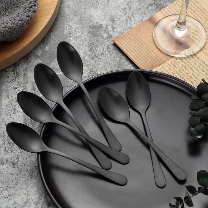 Набір десертних ложок 13,7 см, 16 предметів, чорний BEWOS