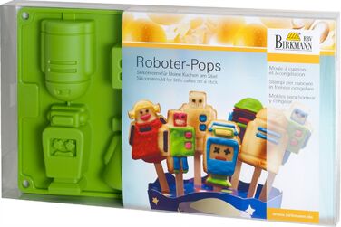 Форма для випічки кексів-роботів, 17 предметів, 30 x 17 x 1,8 см, зелена, RBV Birkmann