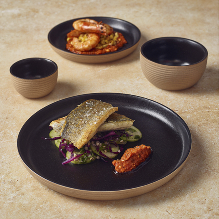 Тарілка 25*h 2.5 см см, Kava Black Stoneware Ribbed, GenWare